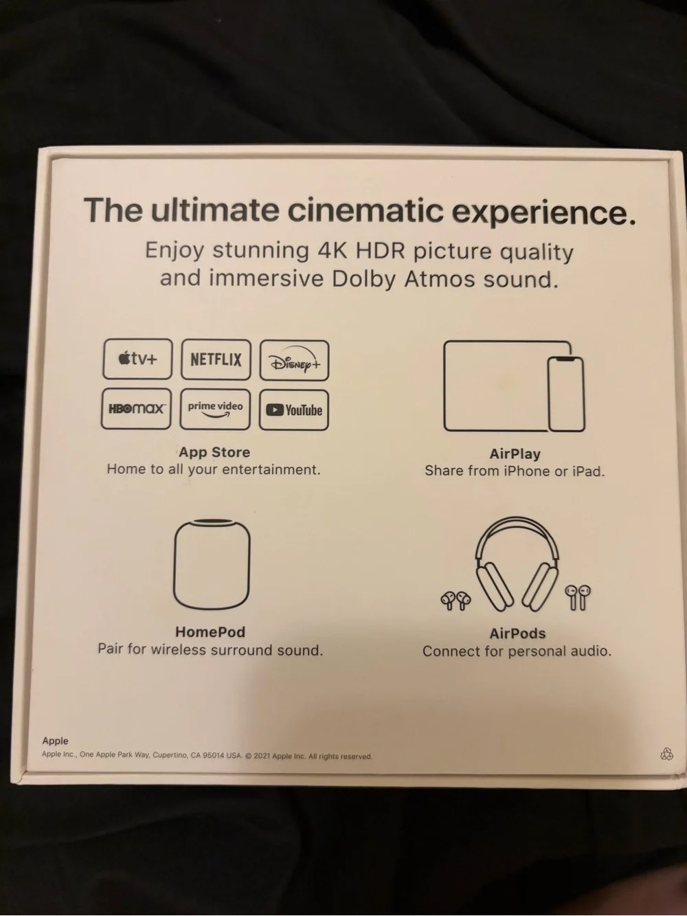 Apple TV streaming box with Siri Remote - Black